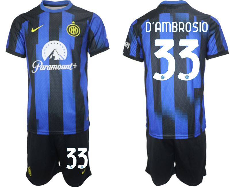 Men 2023-2024 Club Inter Milan home blue 33 Soccer Jersey
